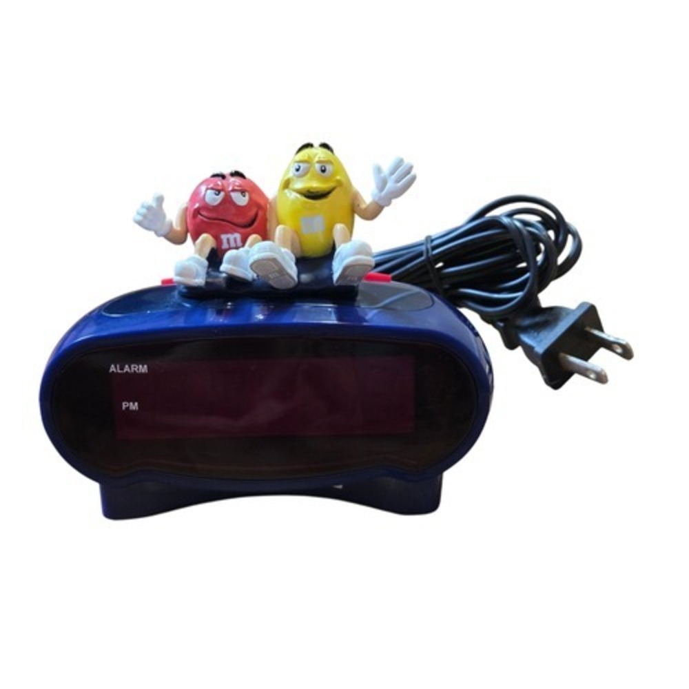 2003 Y2K M&M Digital Alarm Clock Red & Yellow M&M's Blue Clock